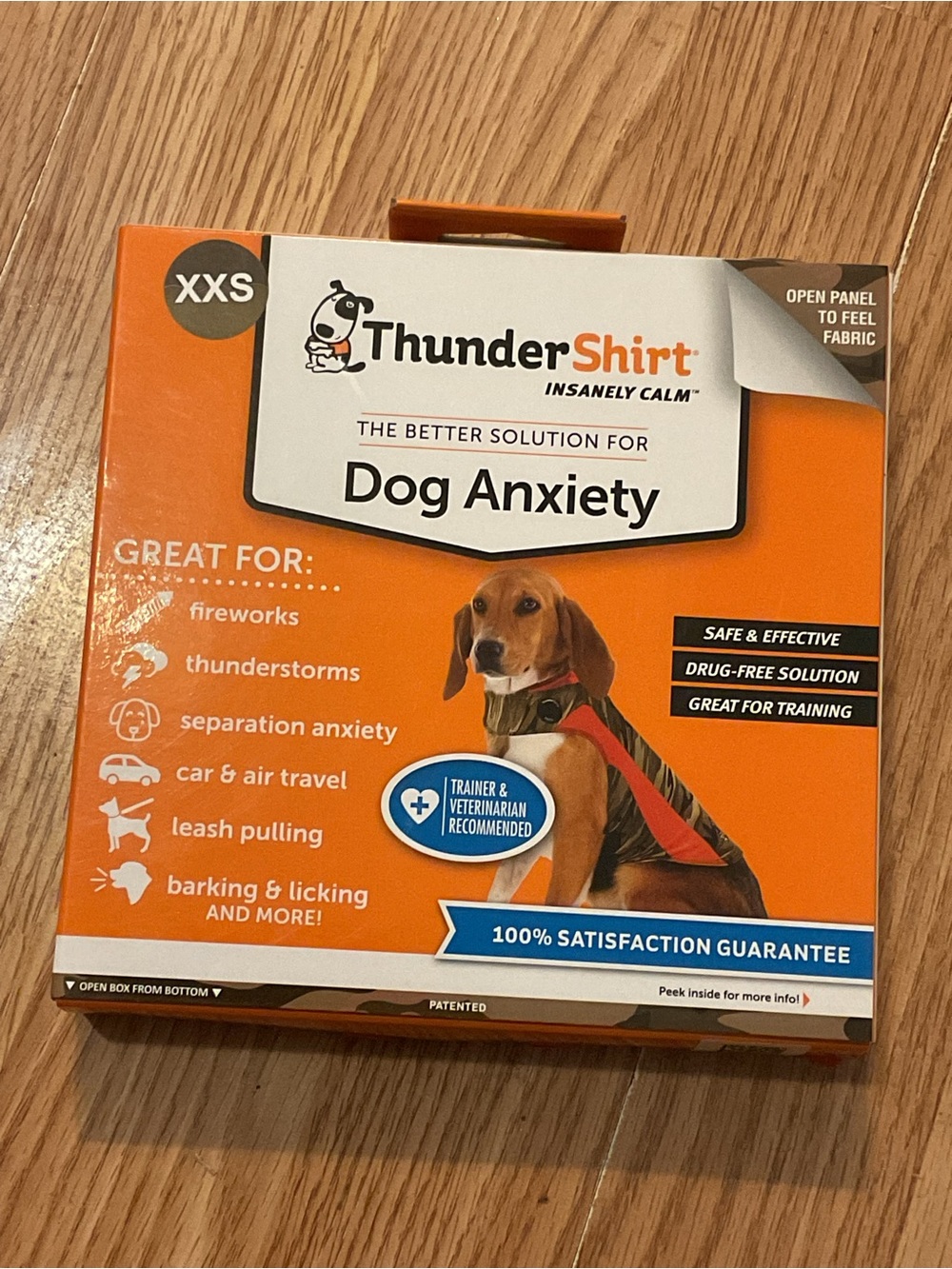 New/ThunderShirt Dog Anxiety Vest XXS - Orange camo 7 lb. Dog